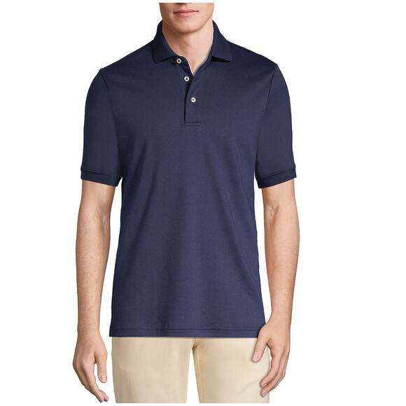 LAND'S END Men's Navy Blue Polo Size L 42-44 (100% PIMA COTTON) - Picture 1 of 6